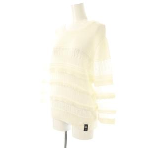 sov. 25SS シアーヤーンティアードニットプルオーバー セーター 七分袖 38 ホワイト /DF OS