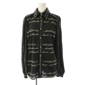 レタードプリントシャツ 総柄 長袖 38 ダークグレー /HK OS