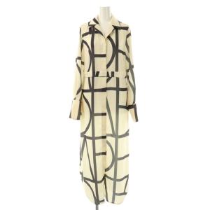 24SS イニシャルプリントワンピース マキシ ロング 長袖 38 アイボリー グレー /AT OS
