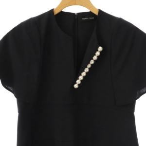 YOKO CHAN YOKOCHAN フレアスリーブパールスリットライン ブラウス 38 ブラック