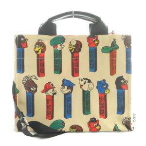 イア ear × ペッツ PEZ トートバッグ ショルダー 2way マルチカラー ベージュ 青 ブルー