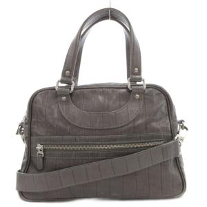 ハンドバッグ ショルダー 2WAY 斜め掛け 型押しレザー グレー /GV