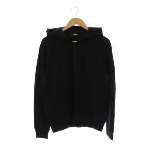 エンボス ロゴ パーカー ジップアップ S ブラック