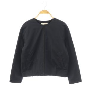 中綿ノーカラージャケット ジップアップ 1 ブラック /DF OS