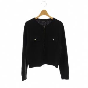 バイアス柄編みジップカーディガン ニット F ブラック /DF OS