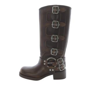 レザー ブーツ 38.5 ブラウン 5W792D