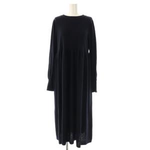 パフスリーブニットワンピース ロング ネイビー /DO OS SH