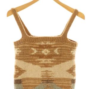 RALPH LAUREN ニットキャミソール カシミヤ混 アルパカ混 M ブラウン マルチカラー /ES OS SH