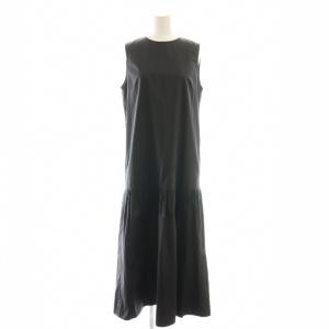 24SS ギャザーワンピース ロング ノースリーブ F ブラック /DO OS SH