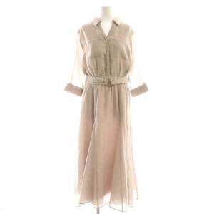 25SS カラーシアーシャツワンピース マキシ ロング 七分袖 2 ピンク /AT OS