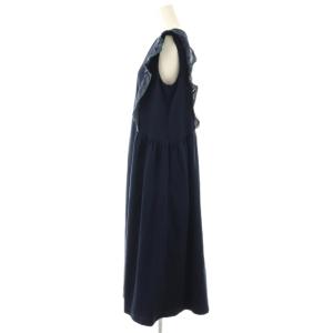 JOCOMOMOLA 25SS Hiedra 刺繍フリル付きノースリーブワンピース ロング 40 ネイビー /HK OS