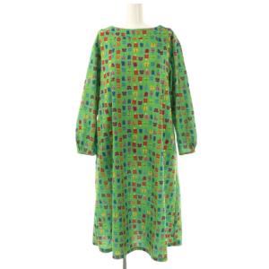 25SS Mariposa 蝶々モチーフプリントワンピース ロング 長袖 40 グリーン /HK OS
