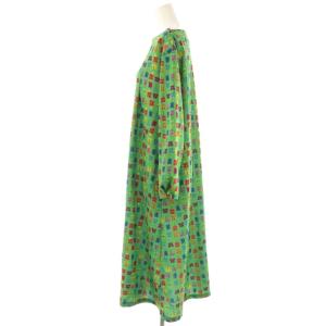 JOCOMOMOLA 25SS Mariposa 蝶々モチーフプリントワンピース ロング 長袖 40 グリーン /HK OS