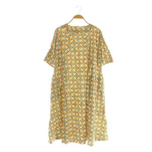25SS Naranja calabaza プリントワンピース ロング 五分袖 40 アイボリー /MY