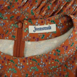 JOCOMOMOLA 24AW Cocido プリント サイドプリーツワンピース ロング 長袖 40 ブラウン /MY OS