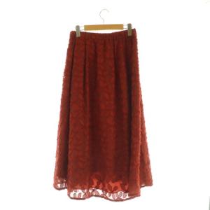 Jocomomola de Sybilla 24AW Huella フラワージャカードスカート ロング フレア 40 レッド /MY OS