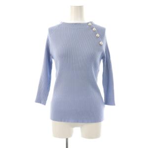 23SS 7分袖サイドパールワイドリブニット カットソー 2 ライトブルー /HK OS