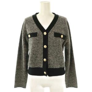 JUSGLITTY セットアップ ツイード ニット カーデ タイトスカート 2 グレー ブラック /DO OS