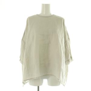 24SS リネン半袖クルーネックプルオーバー ブラウス F ライトグレー /MY OS