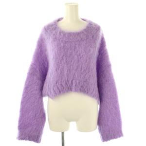 モヘアワイドクロップドニット セーター S パープル /DF OS