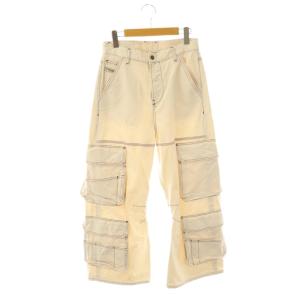 D-SIRE-CARGO パンツ カーゴ ボタンフライ W23 オフホワイト レッド ブラウン /DO