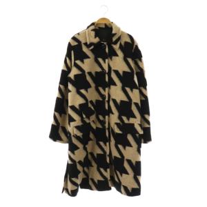 POP HOUNDSTOOTH COAT コート ステンカラー ロング S ベージュ 黒 ブラック /AT