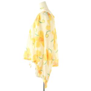 MARNI フラワーリネンギャザーブラウス シャツ プルオーバー 40 白 黄 緑 /CX OS