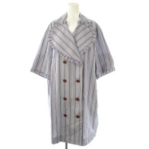 ラブフリルシャツワンピース ストライプ 前開き 00 ブルー /CX OS