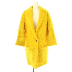 モヘアウールチェスターコート アウター バイカラー 40 イエロー ピンク /CX OS