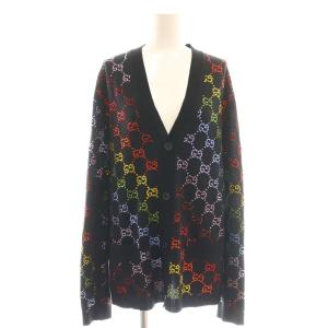 GGラインストーン ニットカーディガン XS ブラック マルチカラー 555040