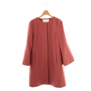 メルトン袖フレア ノーカラー コート アウター 34 ピンク /DF OS