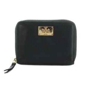 財布 二つ折り ラウンドファスナー 小銭入れ ロゴ レザー 黒 ブラック /MI OS