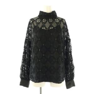 GEOMETRY LACE BLOUSE ブラウス 長袖 レース F 黒 ブラック /AT OS