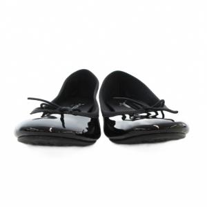 Repetto プレーントゥパテントパンプス 35 22cm シューズ ヒール ラウンドトゥ リボン 黒 ブラック /AE