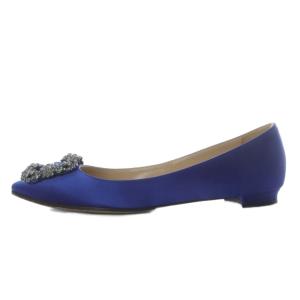 MANOLO BLAHNIK ハンギシ パンプス サテン 36 ブルー