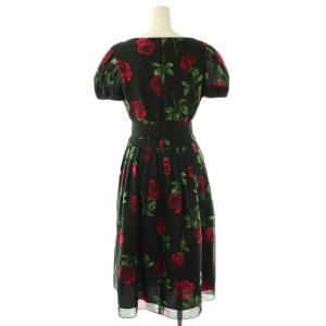 M'S GRACY ローズプリントドレス ワンピース ロング 38 黒 赤 緑 /CX OS SH