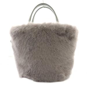 M'S GRACY 24AW リボン付きフェイクファーバッグ ハンド ショルダー 2way グレー 494531 /SS OS