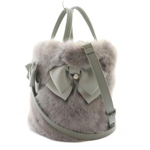 M'S GRACY 24AW リボン付きフェイクファーバッグ ハンド ショルダー 2way グレー 494531 /SS OS