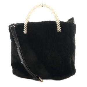 24AW パールハンドルバッグ ショルダー 2way 黒 ブラック 白 ホワイト 494530 /SS