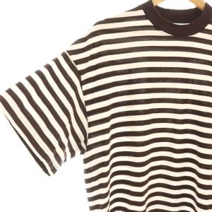 MARKAWARE MARK AWARE BOX Tee S/S ORGANIC COTTON BORDERTシャツ カットソー ボーダー 1 茶