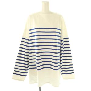 ボーダー柄ボートネックカットソー Tシャツ ロンT 長袖 コットン 4 白 青 /NR OS AD