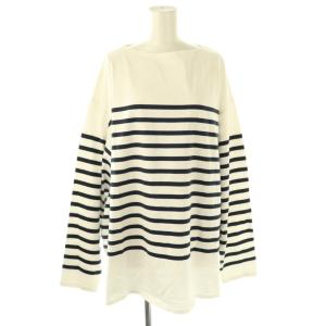 ボーダー柄ボートネックカットソー Tシャツ ロンT 長袖 コットン 4 白 濃紺 /NR OS AD