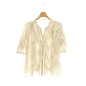 25SS シアーフリル5分袖ブラウス スキッパー 1 グレー /AT OS
