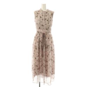 ぼかしフラワー プリーツ ワンピース マキシ ロング ノースリーブ 0 ピンク /AT OS