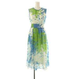 25SS シャドウフラワーシャーリング ワンピース 34 ブルー