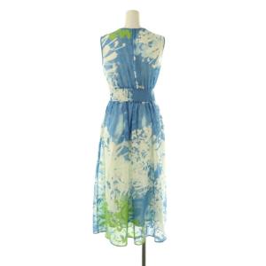 ANAYI 25SS シャドウフラワーシャーリング ワンピース 34 ブルー