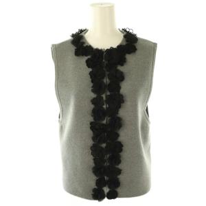 25SS 3D フラワーモチーフ ニットベスト グレー ブラック /DF OS