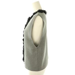 UNITED ARROWS 25SS 3D フラワーモチーフ ニットベスト グレー ブラック /DF OS