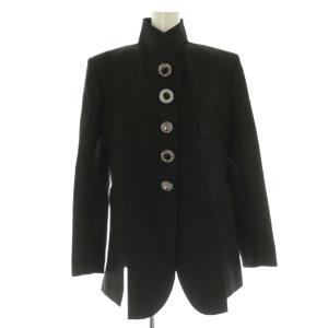 24SS ジュエルボタンフロックジャケット シルク 40 ブラック