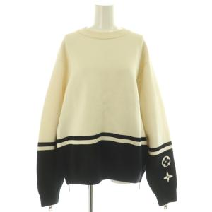22AW ブロックニットジッパーセーター モノグラム S オフホワイト ブラック
